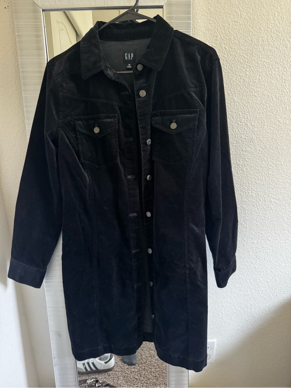 GAP Black Velvet Longline dress/jacket